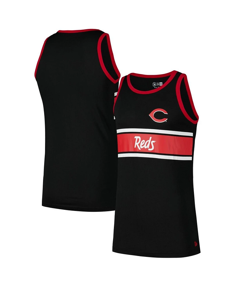 New Era Men's Black Cincinnati Reds Jersey Ringer Tank Top