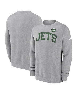 Nike Men's Heather Gray New York Jets Club Pullover Sweatshirt