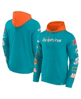 Fanatics Men's Aqua/Orange Miami Dolphins Patched Out Pullover Hoodie