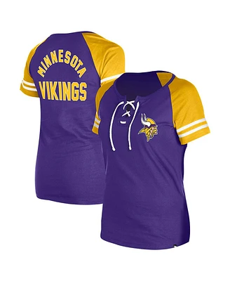 New Era Women's Purple Minnesota Vikings Lace-Up Raglan T-Shirt