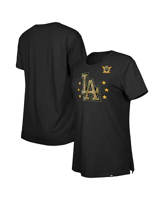 New Era Women's Black Los Angeles Dodgers Armed Forces Day T-Shirt