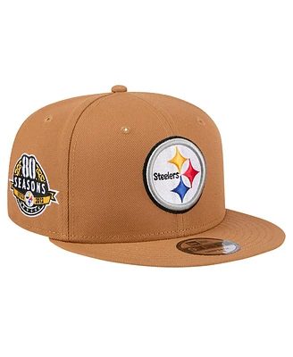 New Era Men's Tan Pittsburgh Steelers Color Pack 9FIFTY Snapback Hat with Side Patch