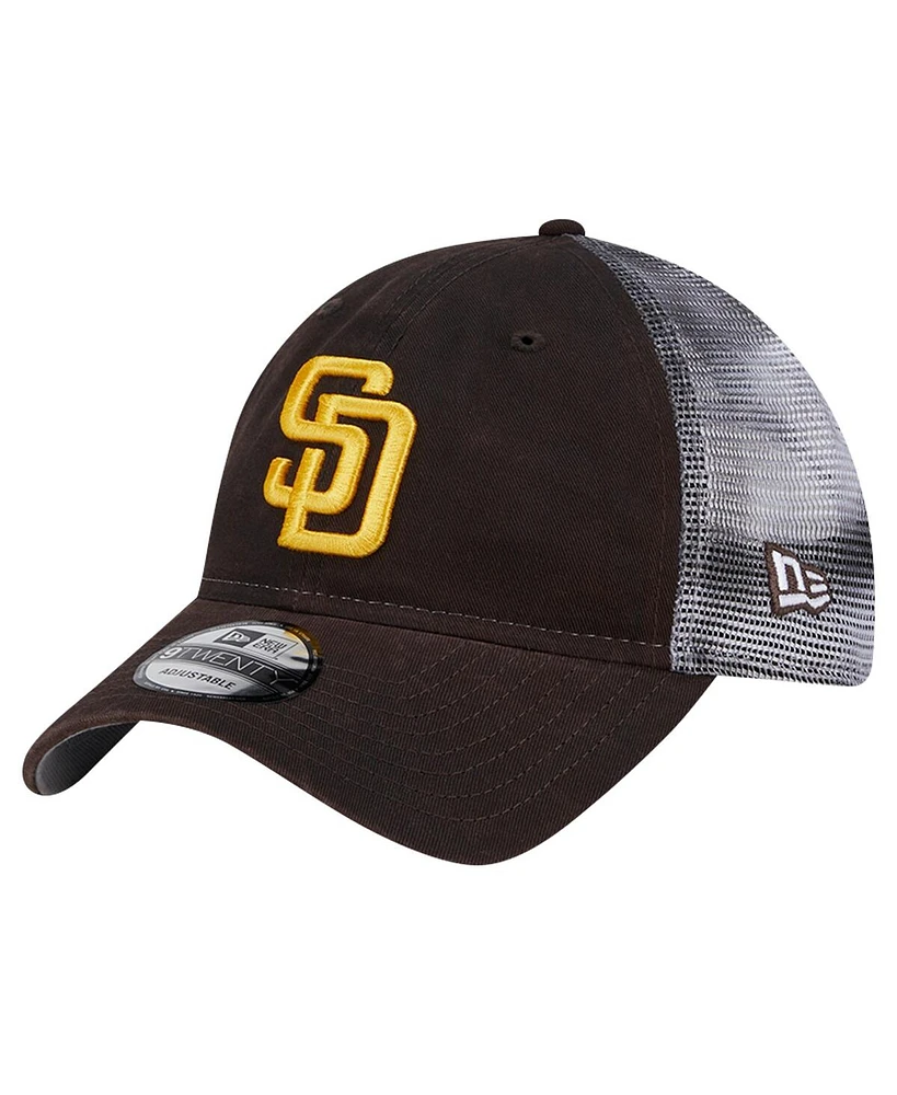 New Era Men's Brown San Diego Padres Team Slick Trucker 9TWENTY Adjustable Hat