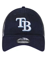 New Era Men's Navy Tampa Bay Rays Team Slick Trucker 9TWENTY Adjustable Hat