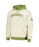 New Era Men's Cream/Green Cincinnati Reds Color Pop Pullover Hoodie