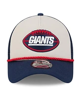 New Era Men's Stone/Navy New York Giants 2024 Sideline Historic 9FORTY A-Frame Trucker Adjustable Hat