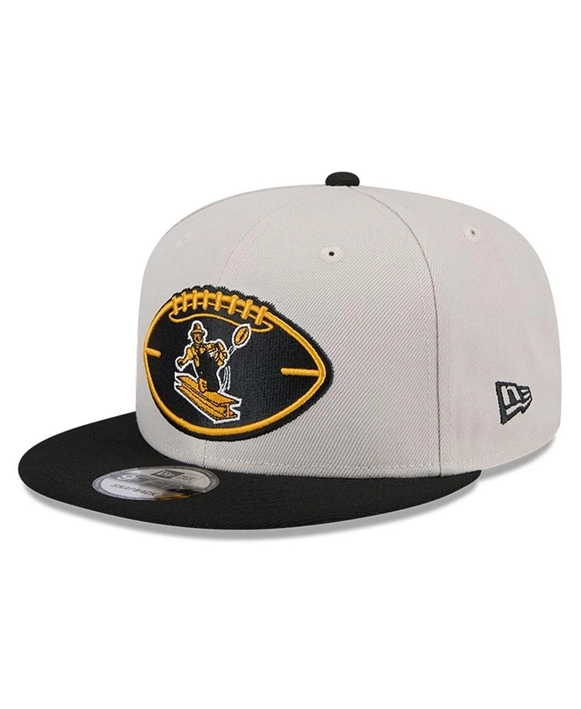 New Era Men's Stone/Black Pittsburgh Steelers 2024 Sideline Historic 9FIFTY Snapback Hat