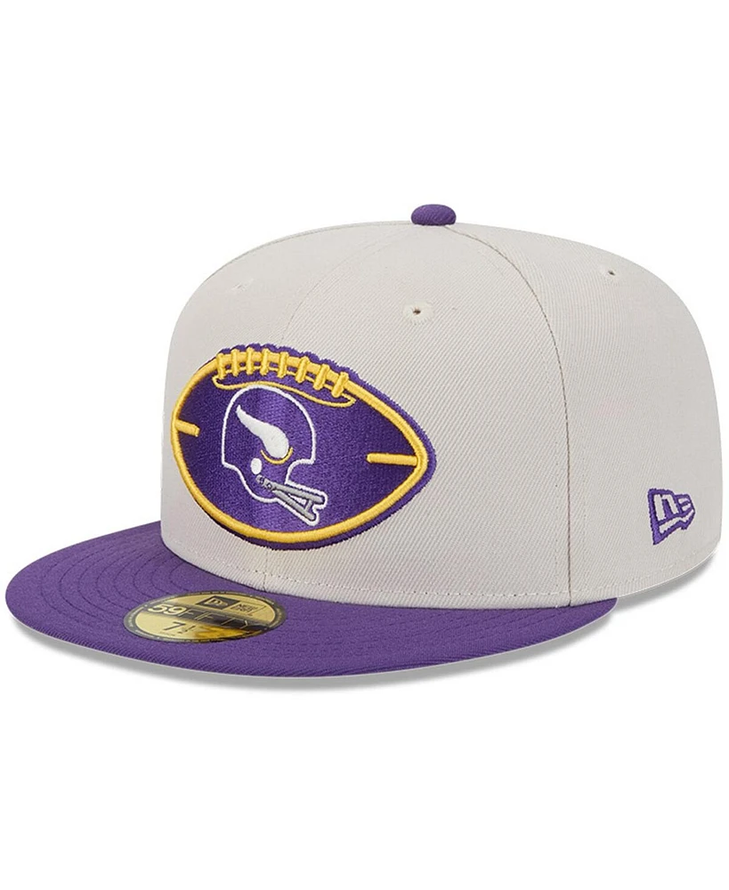 New Era Men's Stone/Purple Minnesota Vikings 2024 Sideline Historic 59FIFTY Fitted Hat