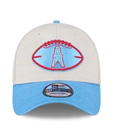 New Era Men's Stone/Light Blue Houston Oilers 2024 Sideline Gridiron Classics 39THIRTY Flex Hat