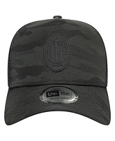 New Era Men's Black Ac Milan Tonal Camo A-Frame Trucker 9FORTY Adjustable Hat