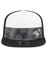 New Era Men's Black Toronto Blue Jays Checkmate Trucker 9FIFTY Snapback Hat