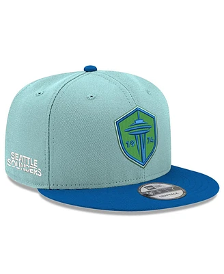 New Era Men's Aqua Seattle Sounders Fc 2024 Jersey Hook 9FIFTY Snapback Hat