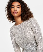 Lucky Brand Women's Sequin Long-Sleeve Layering Top