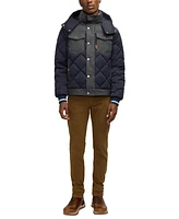 Scotch & Soda Men's Oren Hybrid Denim Puffer Jacket with Removable Hood