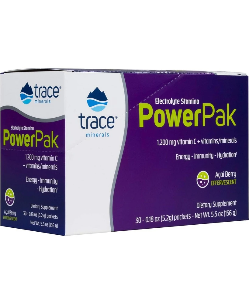 Trace Minerals Power Pak Electrolyte Powder Packets | 1200 mg Vitamin C, Zinc, Magnesium | Boost Immunity