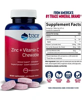 Trace Minerals Zinc + Vitamin C Chewable | Immune Support, Antioxidant, Enzyme Function, Growth & Development | Gummy | Raspberry | 60 Chewable Wafers