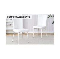 White Modern Minimalist Dining Chairs (Set of 2)
