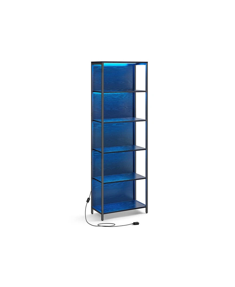 Slickblue 6-Tier Led Bookshelf with Dimmable Lights