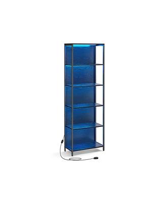 Slickblue 6-Tier Led Bookshelf with Dimmable Lights