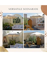 LAGarden 6 Ft Fringe Umbrella Replacement Canopy Top Cover Outdoor Patio Yard