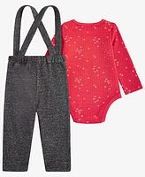 First Impressions Baby Boys Bodysuit & Marled Overalls, 2 Piece Set, Created for Macy's