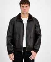 Guess Men's Ryder Faux-Leather Bomber Jacket