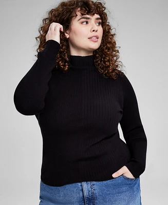 And Now This Trendy Plus Mock Neck Ribbed Sweater