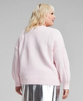 And Now This Trendy Plus Apres Cable-Knit Sweater, Created for Macy's