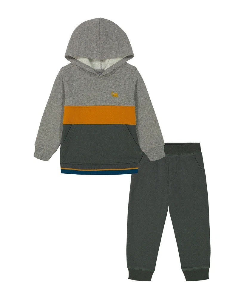 Kids Headquarters Toddler Boys, Fleece Pieced Stripe Heather Hoodie Joggers, 2-Piece Set