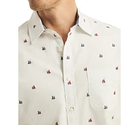 Nautica Men's Short Sleeve Button Front Sailboat Print Shirt