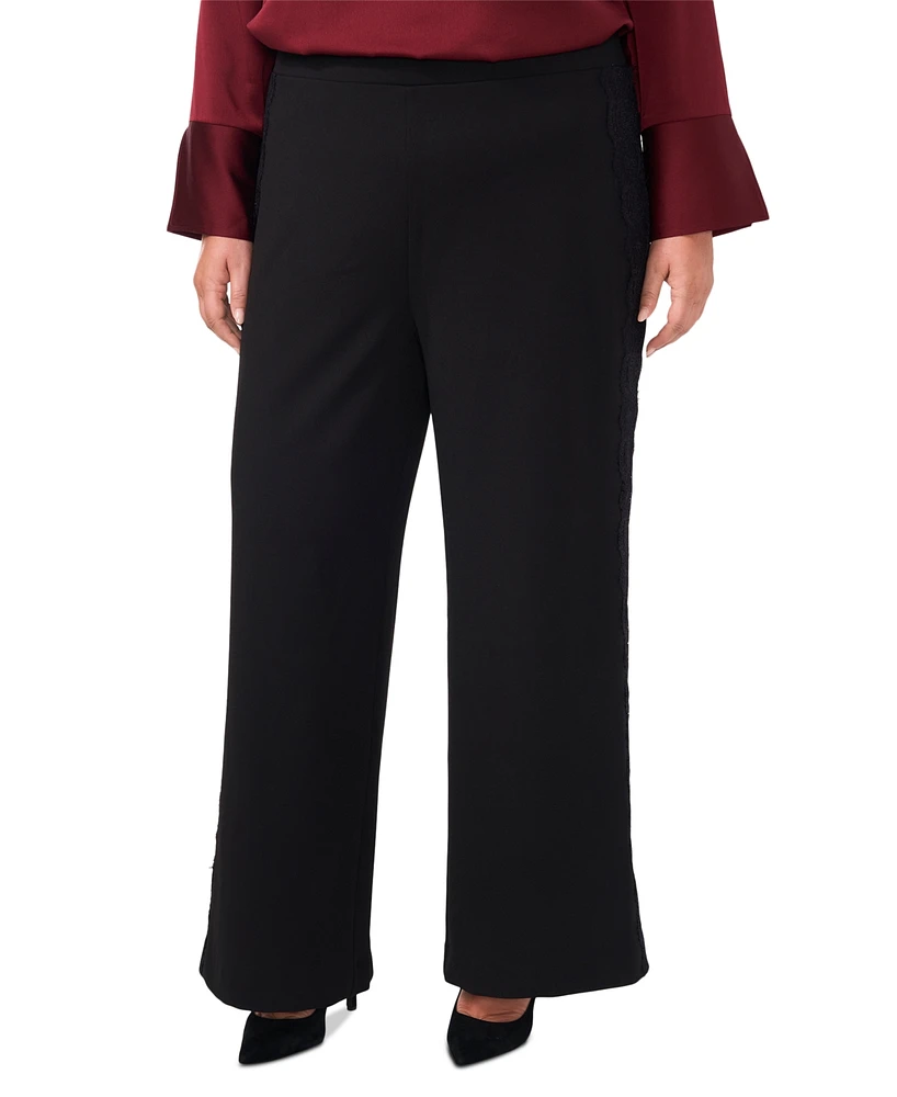 Vince Camuto Plus Lace-Stripe Pull-On Pants