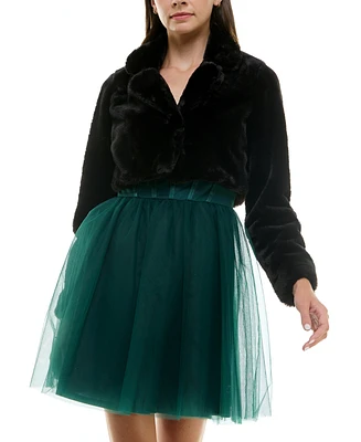 Bcx Juniors' Cropped Faux Fur Jacket