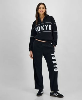 Rebellious One Juniors Tokyo Half Zip Graphic Sweatshirt Fleece Sweatpants