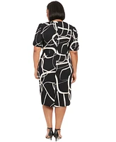 London Times Plus Balloon-Sleeve Sarong Dress