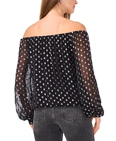 Vince Camuto Women's Clip Dot Off The Shoulder Tie Front Blouse