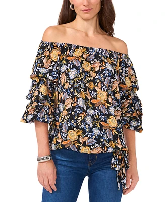 Vince Camuto Women's Printed Off-the-Shoulder Balloon-Sleeve Blouse