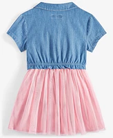 Epic Threads Toddler Girls Gelsey Denim Tulle Dress, Exclusively at Macy's