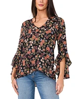 Vince Camuto Women's V-Neck 3/4 Flutter-Sleeve Top