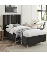 Inspired Home Keion Velvet Platform Bed Full