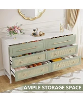 Tribesigns 6 Drawer Dresser, Modern Rattan Dresser for Bedroom