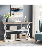 Tribesigns Farmhouse Console Table, 55 inch Rustic Entryway Sofa Table with Storage Shelves, 3 Tier Wood Long Accent Entry Table for Hallway, Entrance