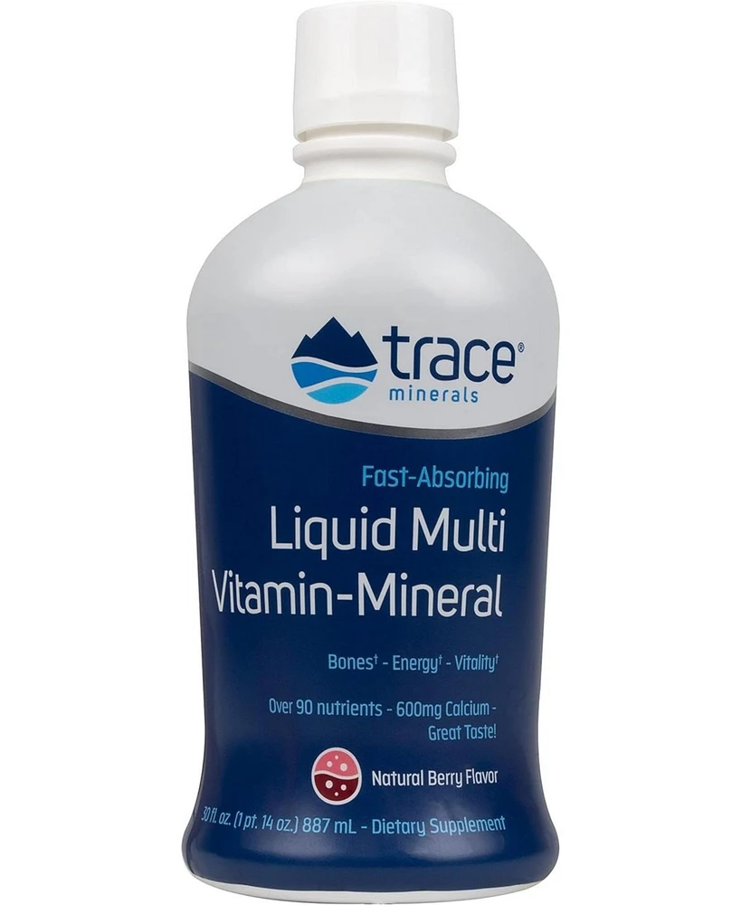 Trace Minerals Liquid Multi Vitamin-Mineral | B Vitamins, Antioxidants, Full Spectrum Ionic Daily Energy | Supports Hair, Skin, & Nails | Natural Berr