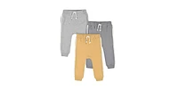 Gerber Toddler Boys Mustard & Gray Joggers, 3-pack