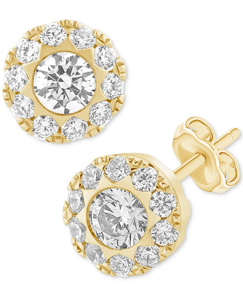 Diamond Round Halo Stud Earrings (3/4 ct. t.w.) in 14k Gold