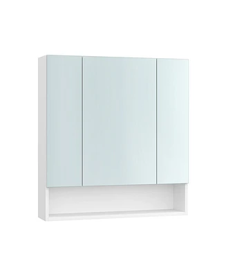 Slickblue Wide Bathroom Mirror with Integrated Storage for Organized and Elegant Spaces