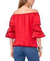 Vince Camuto Women's Off The Shoulder Bubble Sleeve Tie Front Blouse