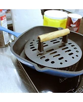 BergHOFF Neo 2pc Cast Iron 11" Grill Pan with Slotted Steak Press