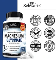 BioSchwartz Magnesium Glycinate 500mg Capsules | Maximum Absorption Magnesium Supplement | 240ct