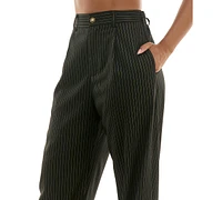 Alex & Sophia Women's Striped Wide-Leg Pleated Pants