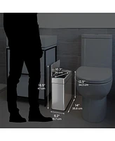 iTouchless Stainless steel Slim Sensor Trash Can with Side Lid Open and AbsorbX Odor Filter 4 Gallon Silver 